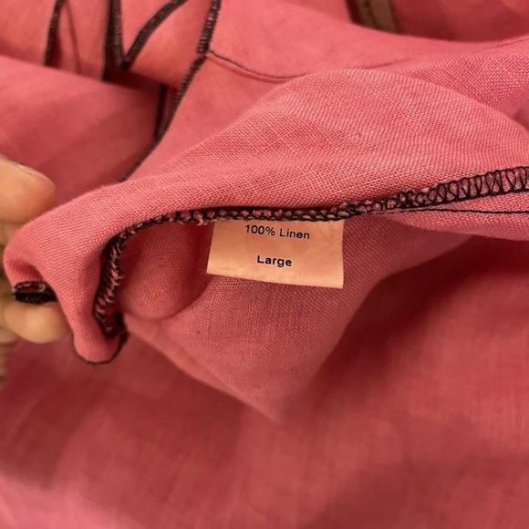 Cynthia Ashby Deep Salmon Sleeveless Flowy Lightweight Linen Midi Dress Large - Picture 9 of 9